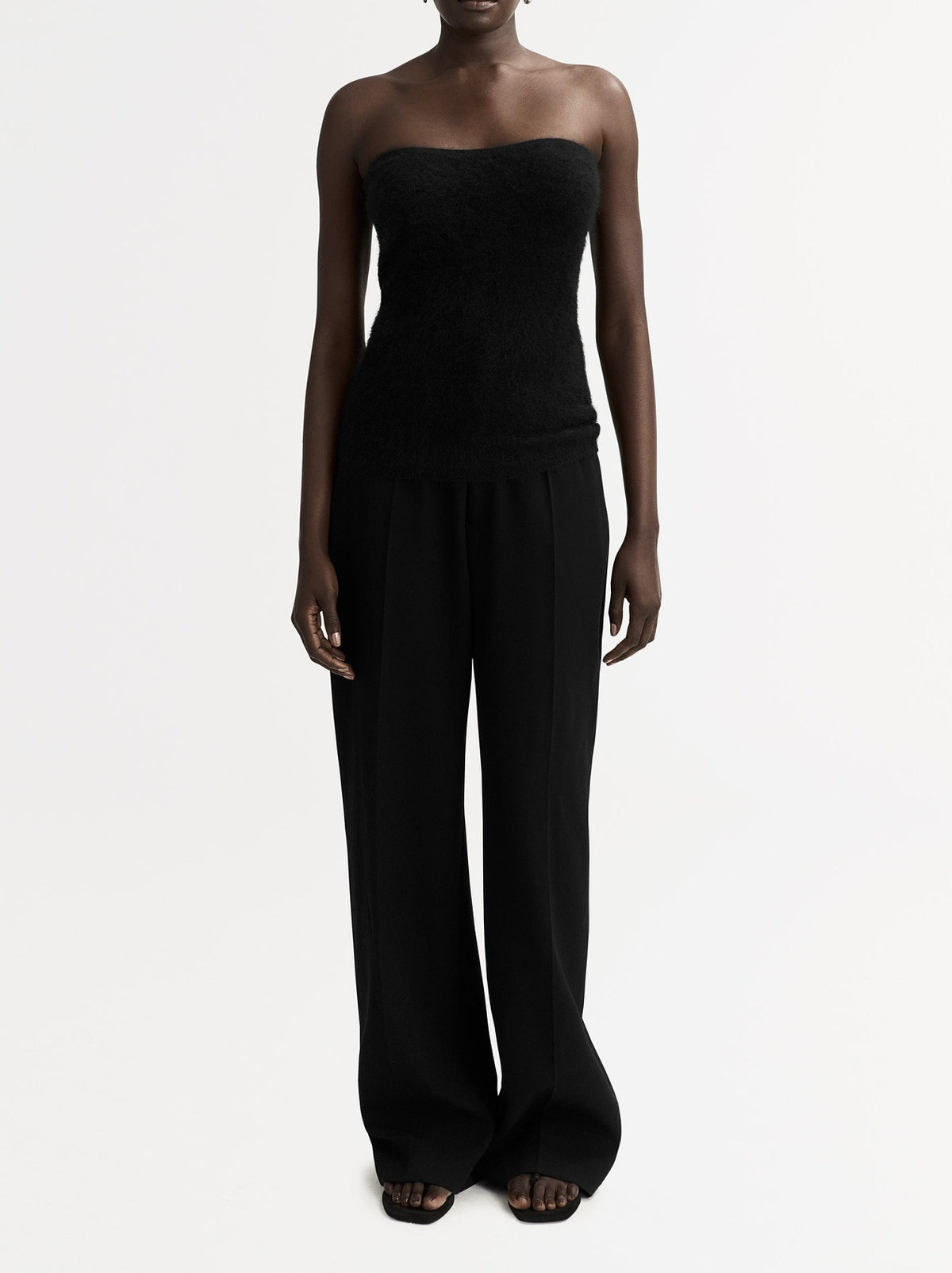 Brushed cashmere bustier - Black