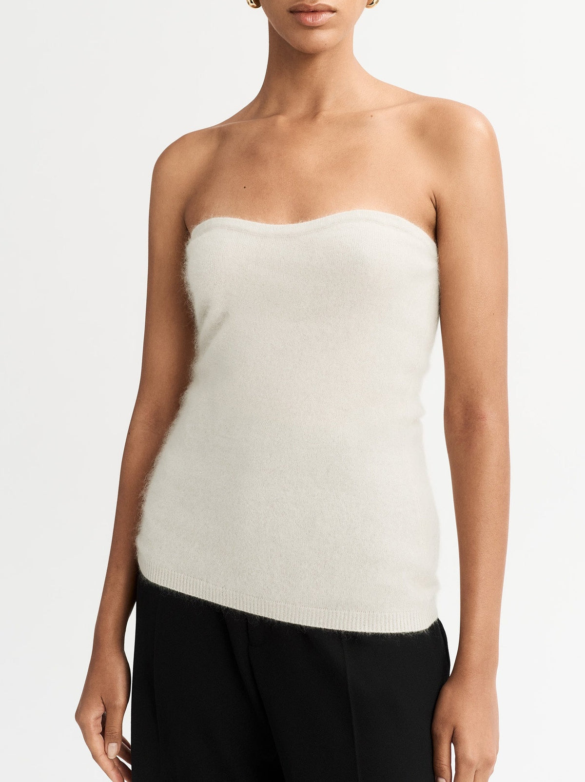 Brushed cashmere bustier - Beige