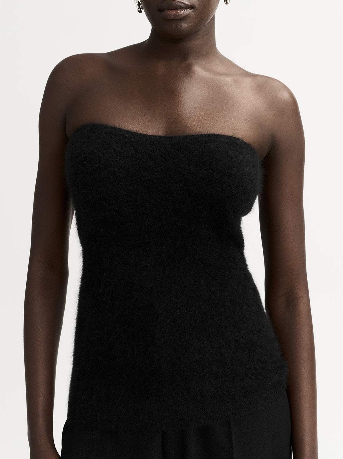 Brushed cashmere bustier - Black