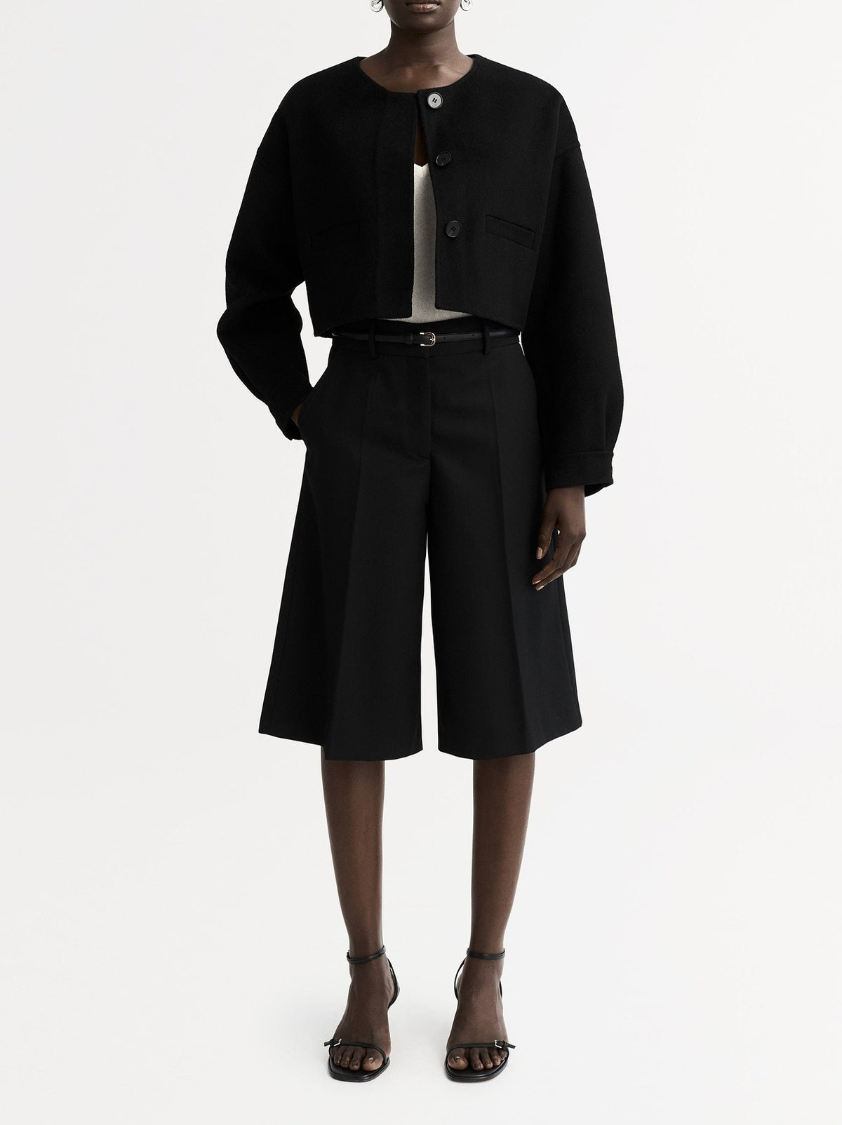 Short wool jacket - Black