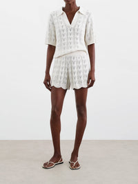 Short au crochet en coton - Blanc