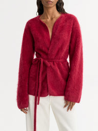 Brushed cashmere cardigan - Red