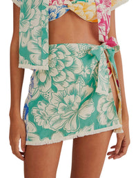 MEDIA OFF LINE_Mini-jupe Tropicale chita en coton - Vert