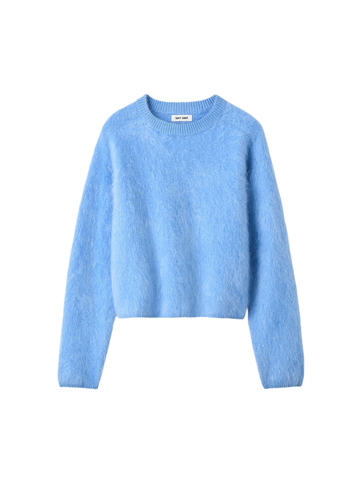 Pull col rond brossé en cachemire - Bleu
