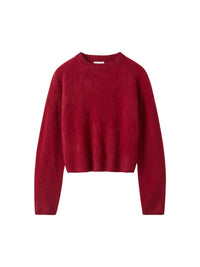 Pull col rond brossé en cachemire - Rouge