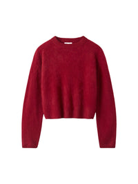 Pull col rond brossé en cachemire - Rouge