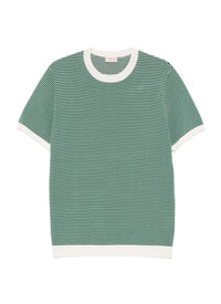 T-shirt rayé en coton mercerisé - Emeraude