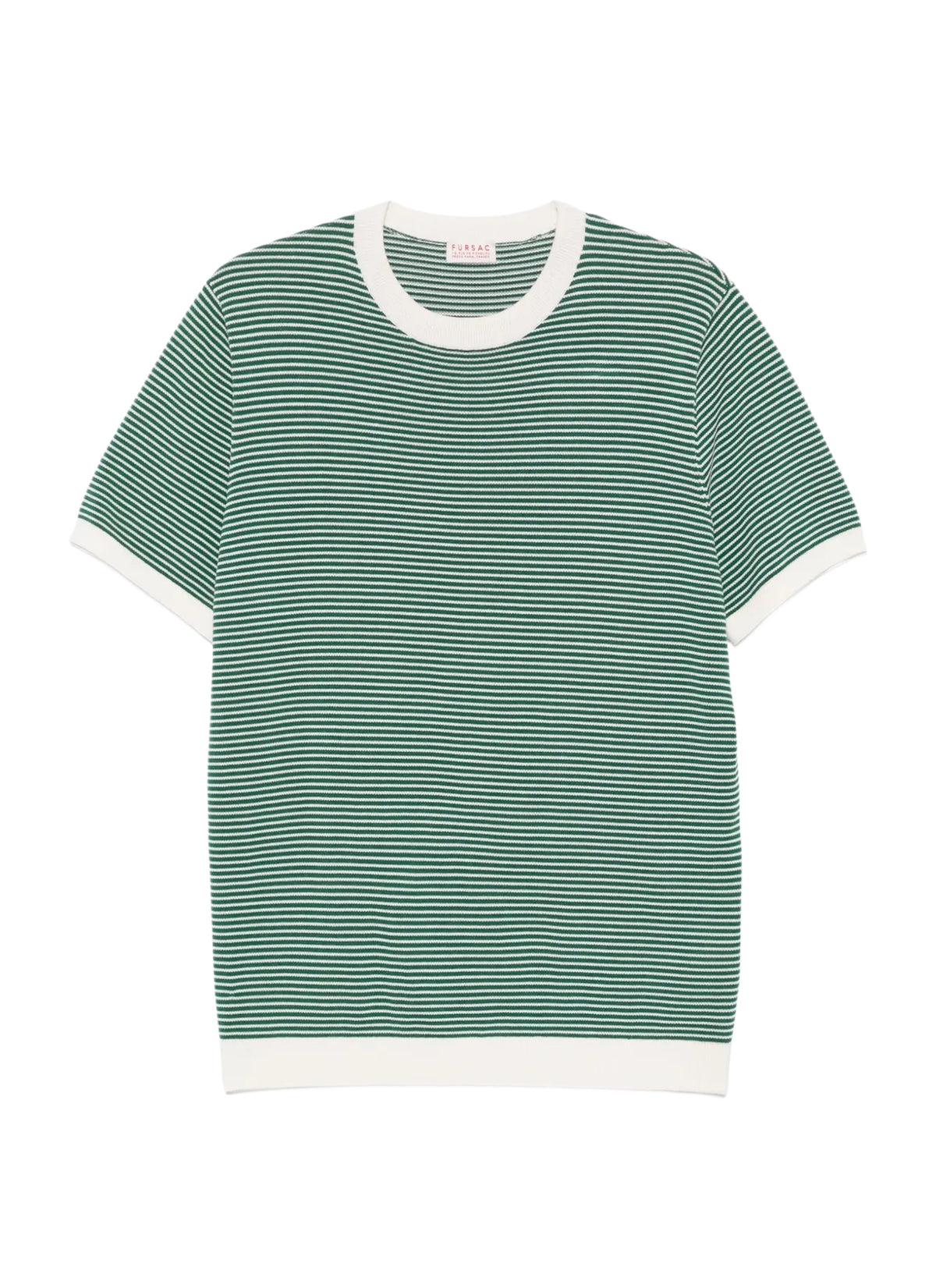T-shirt rayé en coton mercerisé - Emeraude