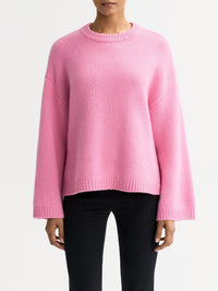 Pull col rond à grosse maille en cachemire - Rose