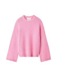 Pull col rond à grosse maille en cachemire - Rose