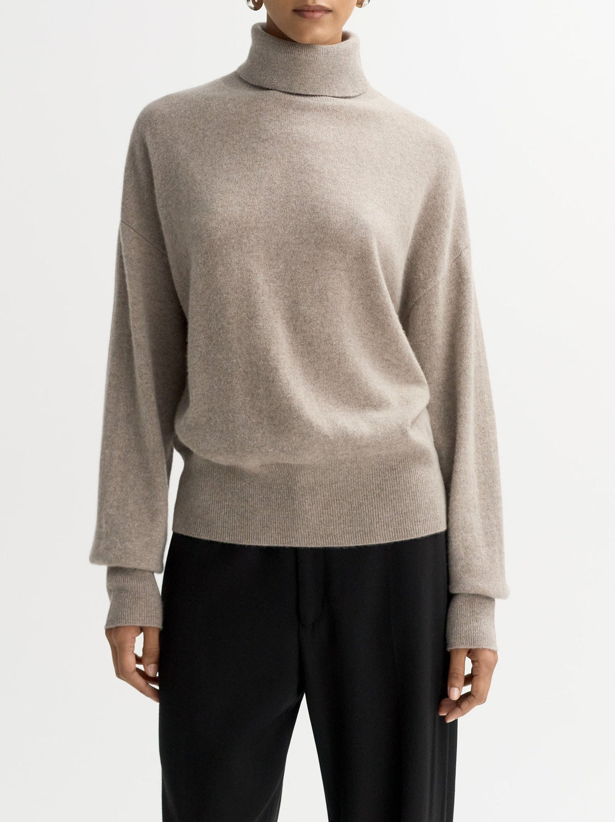 Pull col roulé coupe classique en cachemire - Gris