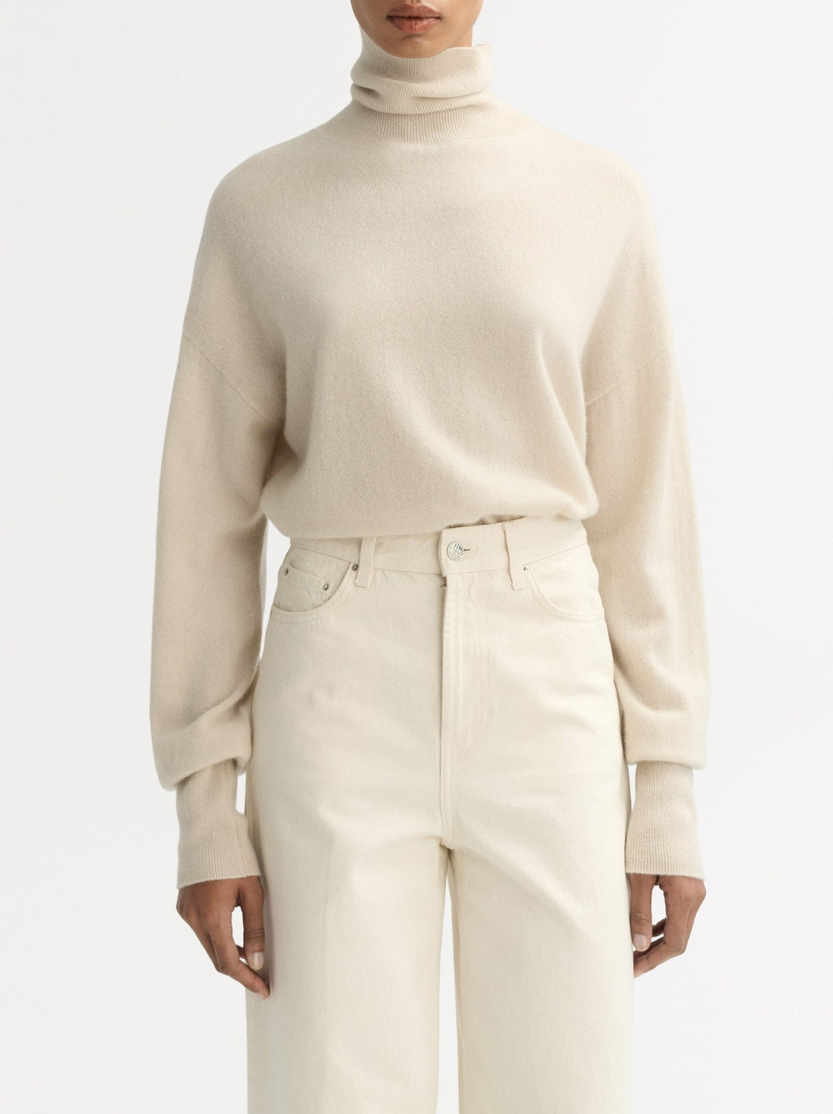 Classic-fit cashmere roll-neck jumper - Beige