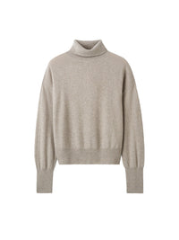 Pull col roulé coupe classique en cachemire - Gris