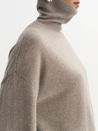 Pull col roulé coupe classique en cachemire - Gris