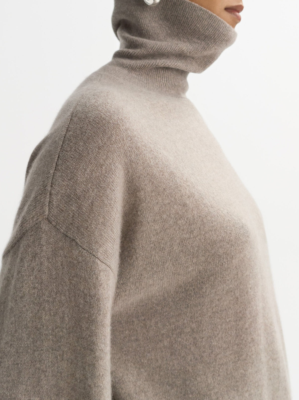 Pull col roulé coupe classique en cachemire - Gris