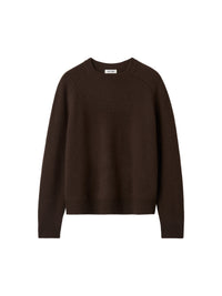 Boyfriend-style round-neck cashmere jumper - Brown