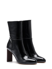 18qty NEW / Bottines Chérie Caviar 90 en cuir verni grainé - Black