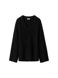 Pull col rond bouclé en cachemire - Noir