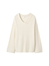 Curly-knit cashmere jumper with a round neck - White