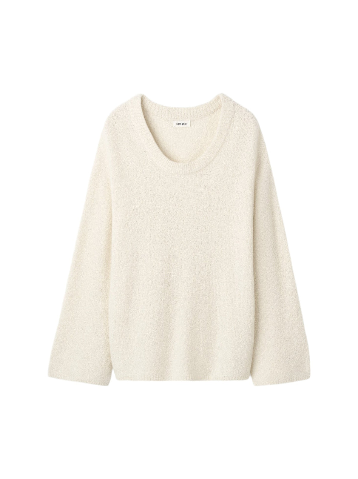 Curly-knit cashmere jumper with a round neck - White