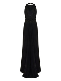 Robe longue cintrée en velours - Nero