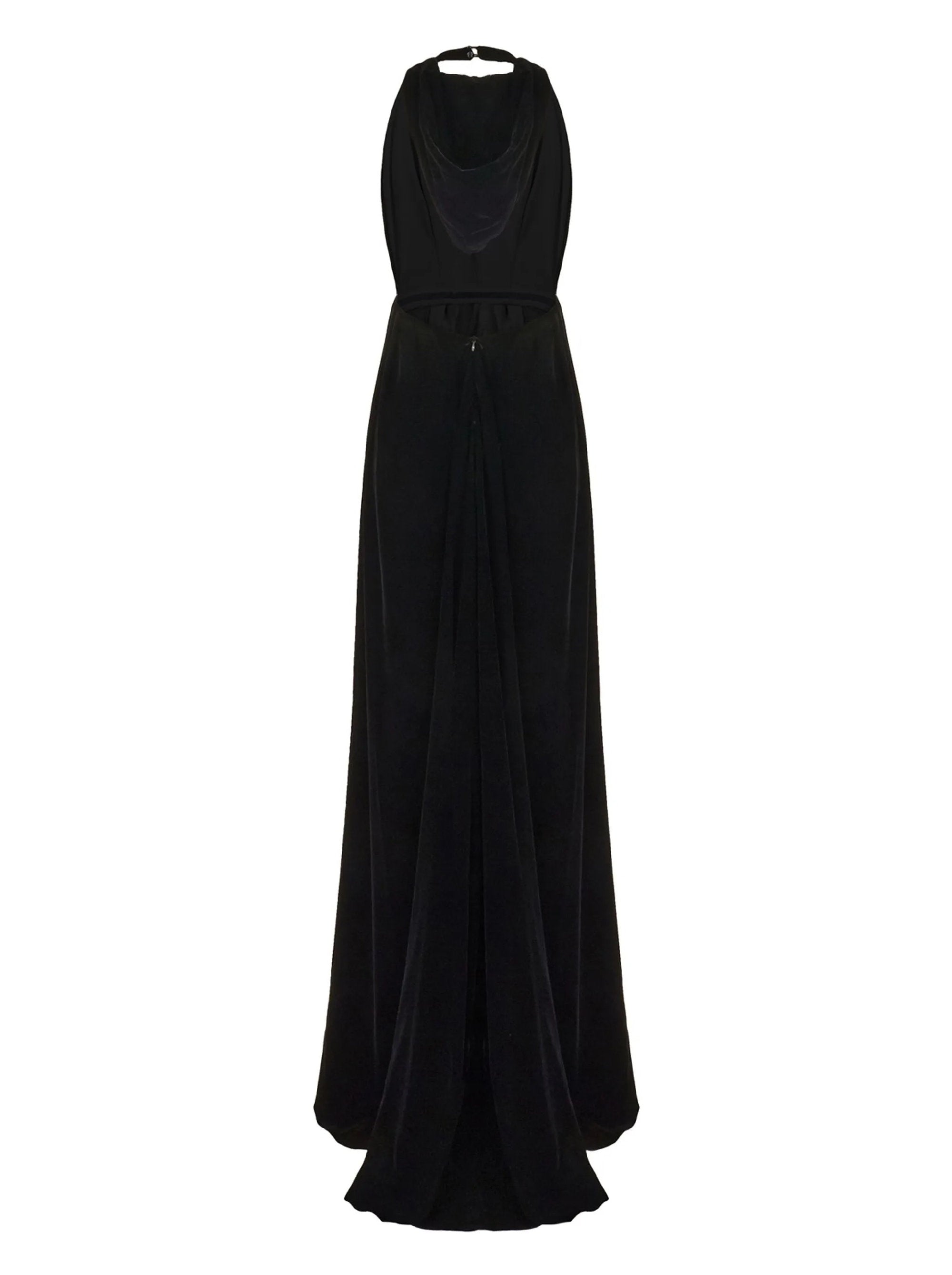 Robe longue cintrée en velours - Nero