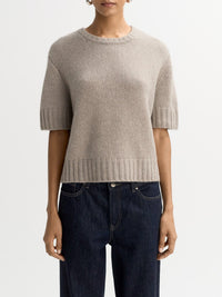 Short-sleeved cashmere top - Grey