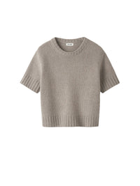 Short-sleeved cashmere top - Grey