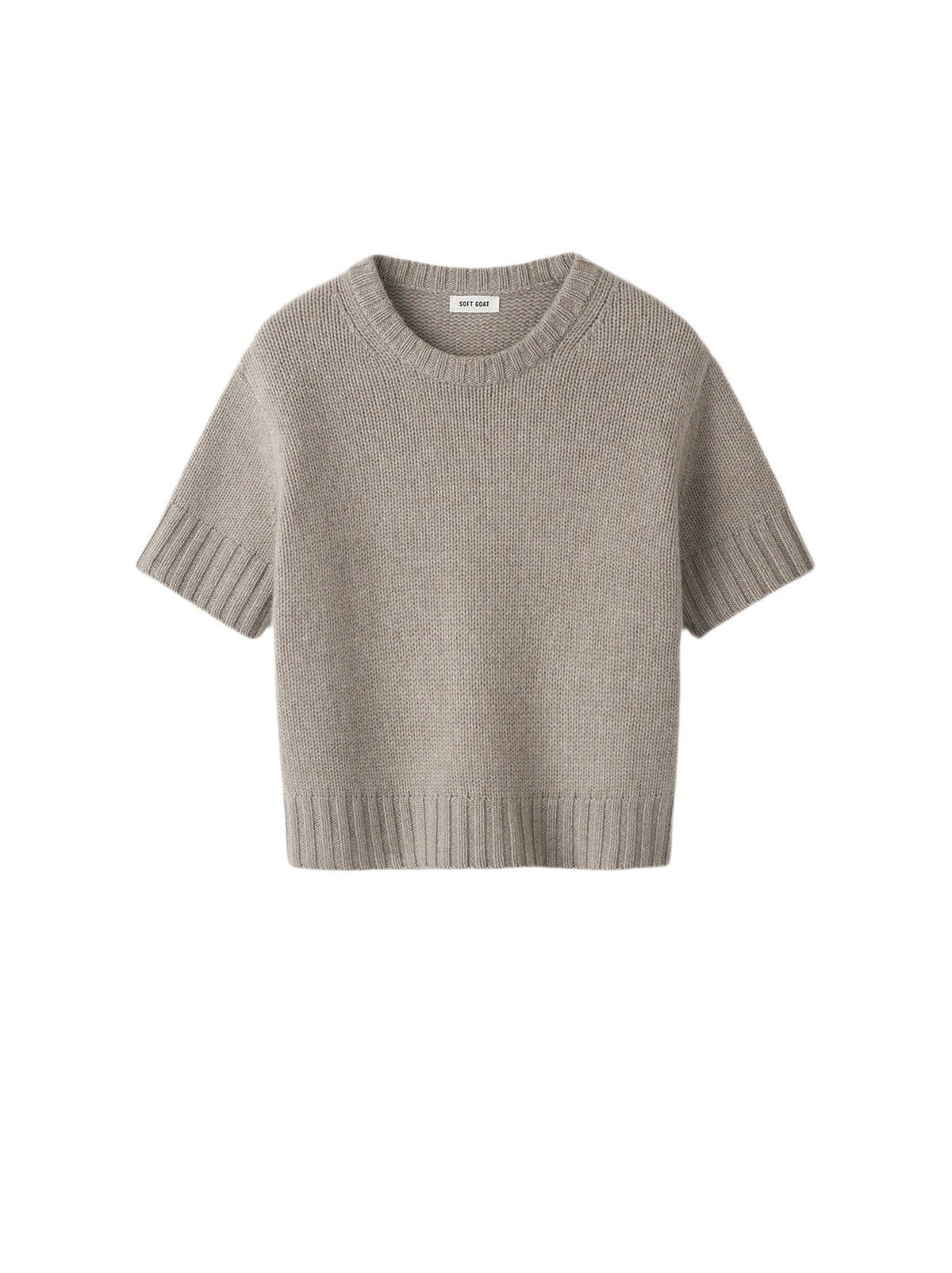 Short-sleeved cashmere top - Grey