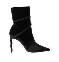 Bottines Cleopatra 105 à strass en velours - Noir
