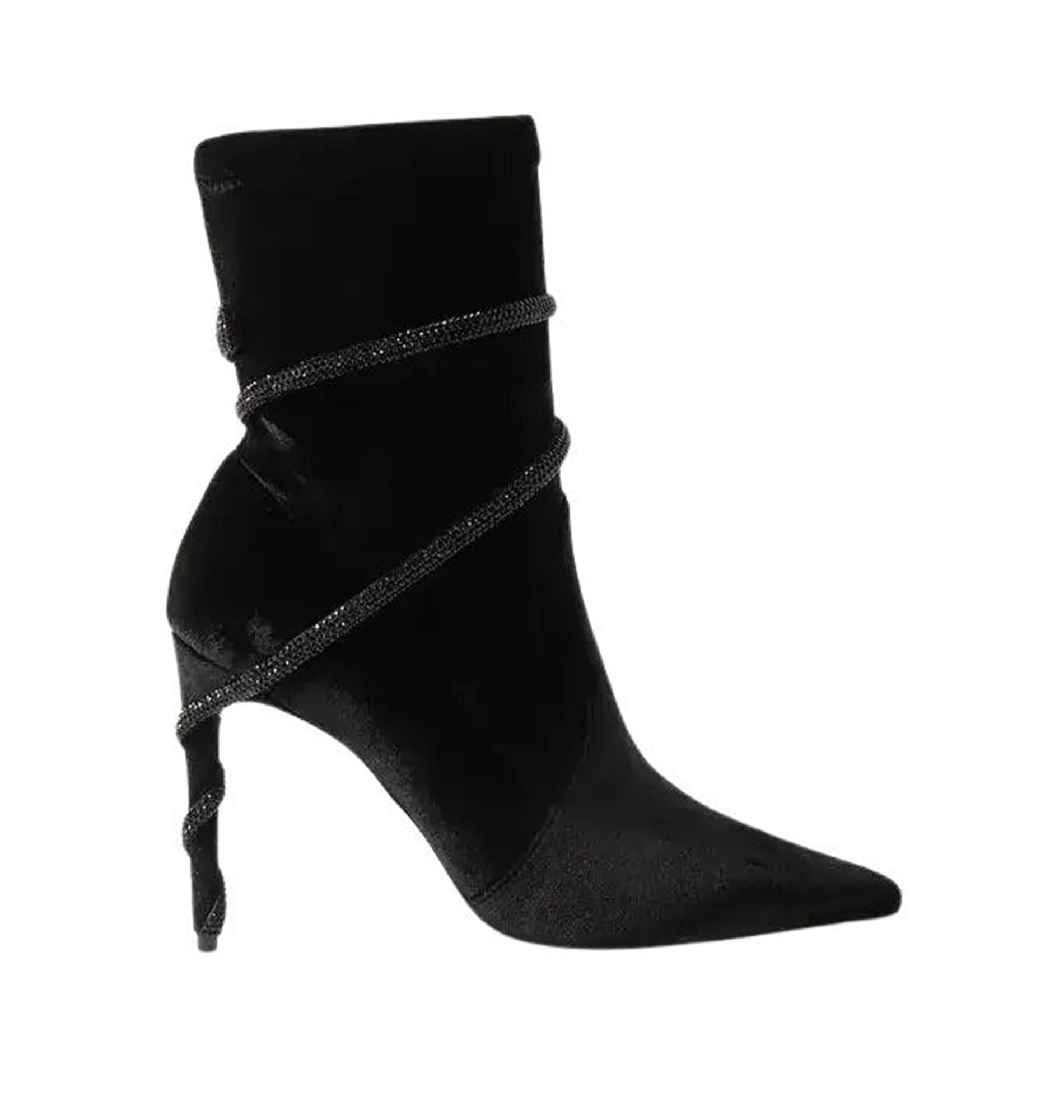 Bottines Cleopatra 105 à strass en velours - Noir