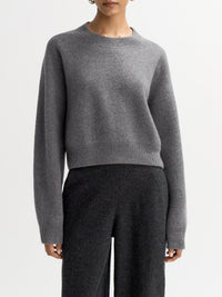 Pull col rond double face en cachemire - Gris