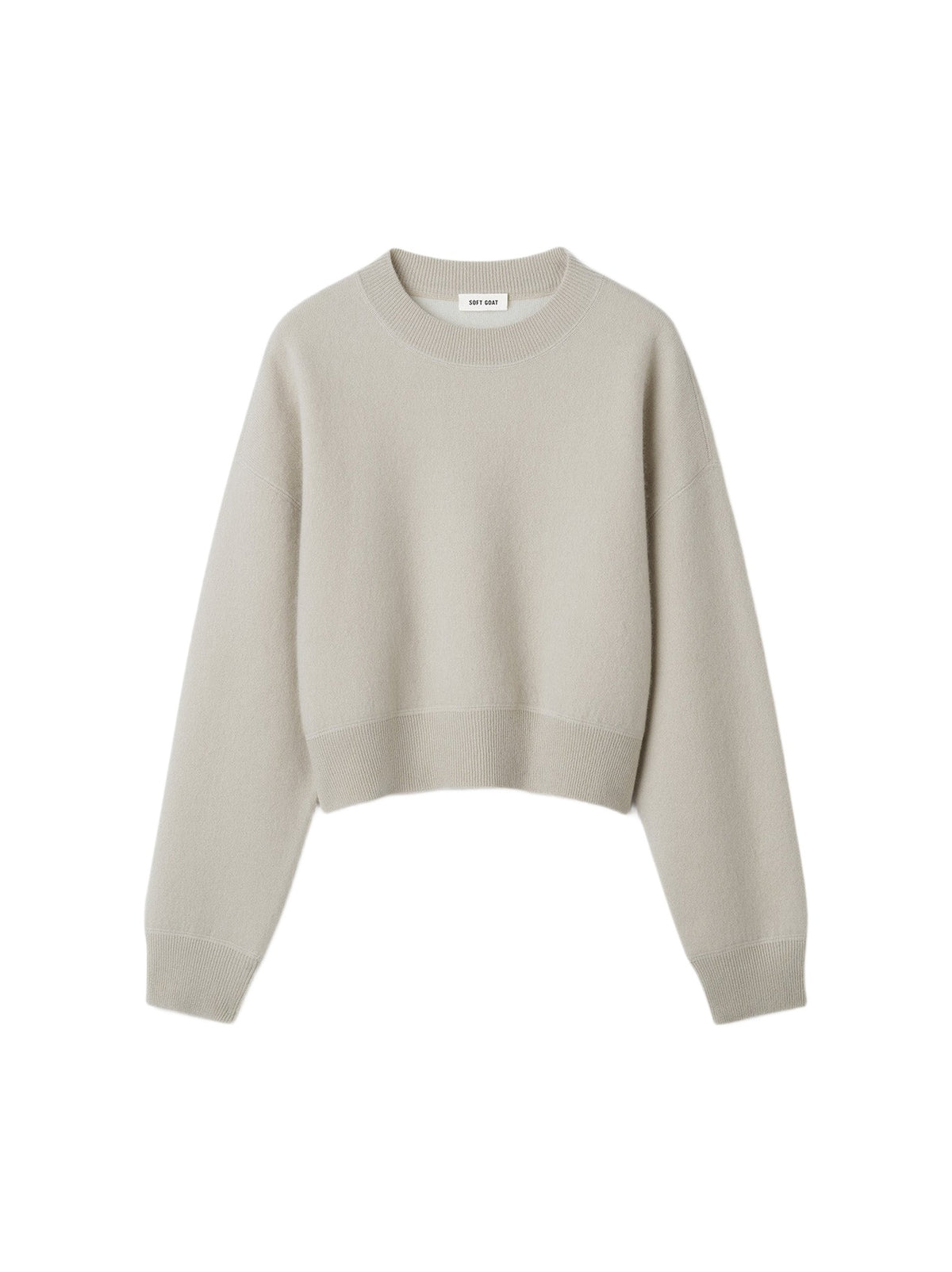 Pull col rond double face en cachemire - Beige