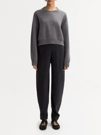 Pull col rond double face en cachemire - Gris