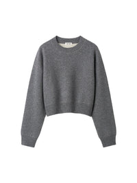 Pull col rond double face en cachemire - Gris