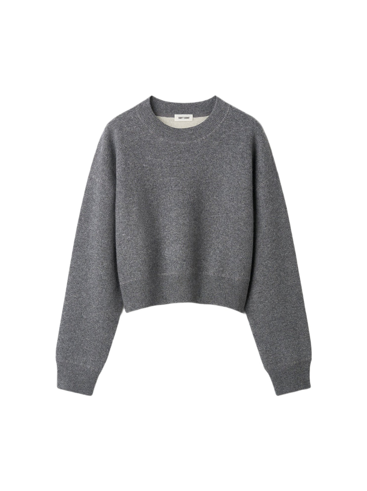 Pull col rond double face en cachemire - Gris