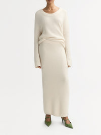 Curly cashmere skirt - White