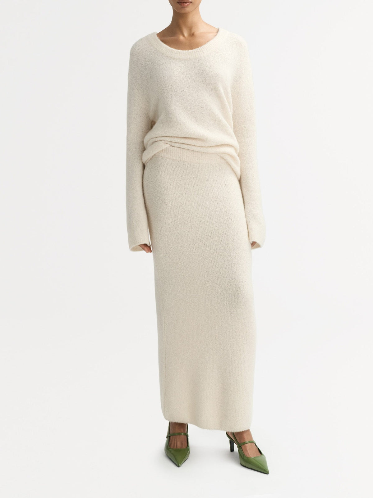 Curly cashmere skirt - White