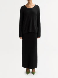 Curly cashmere skirt - Black