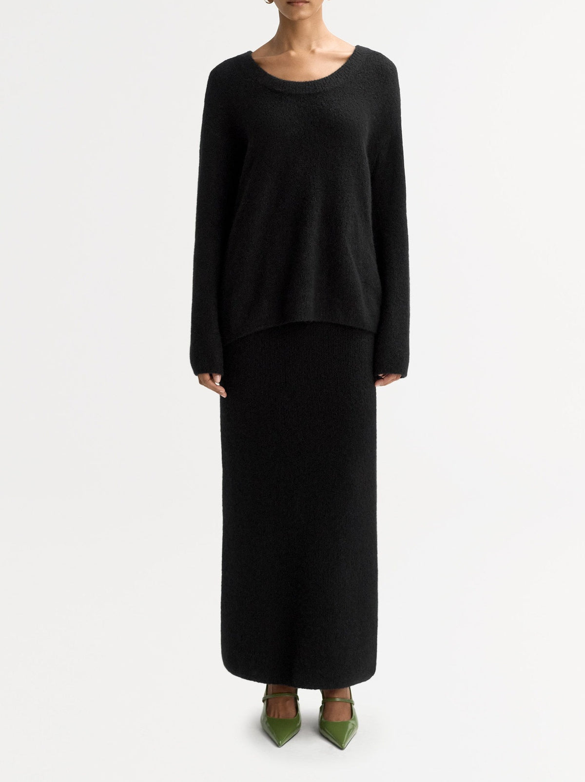 Curly cashmere skirt - Black