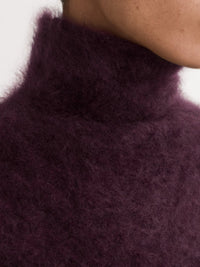 Brushed cashmere roll-neck vest top - Purple