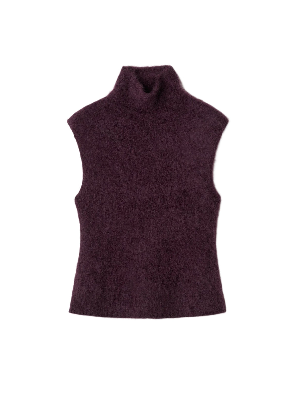 Brushed cashmere roll-neck vest top - Purple