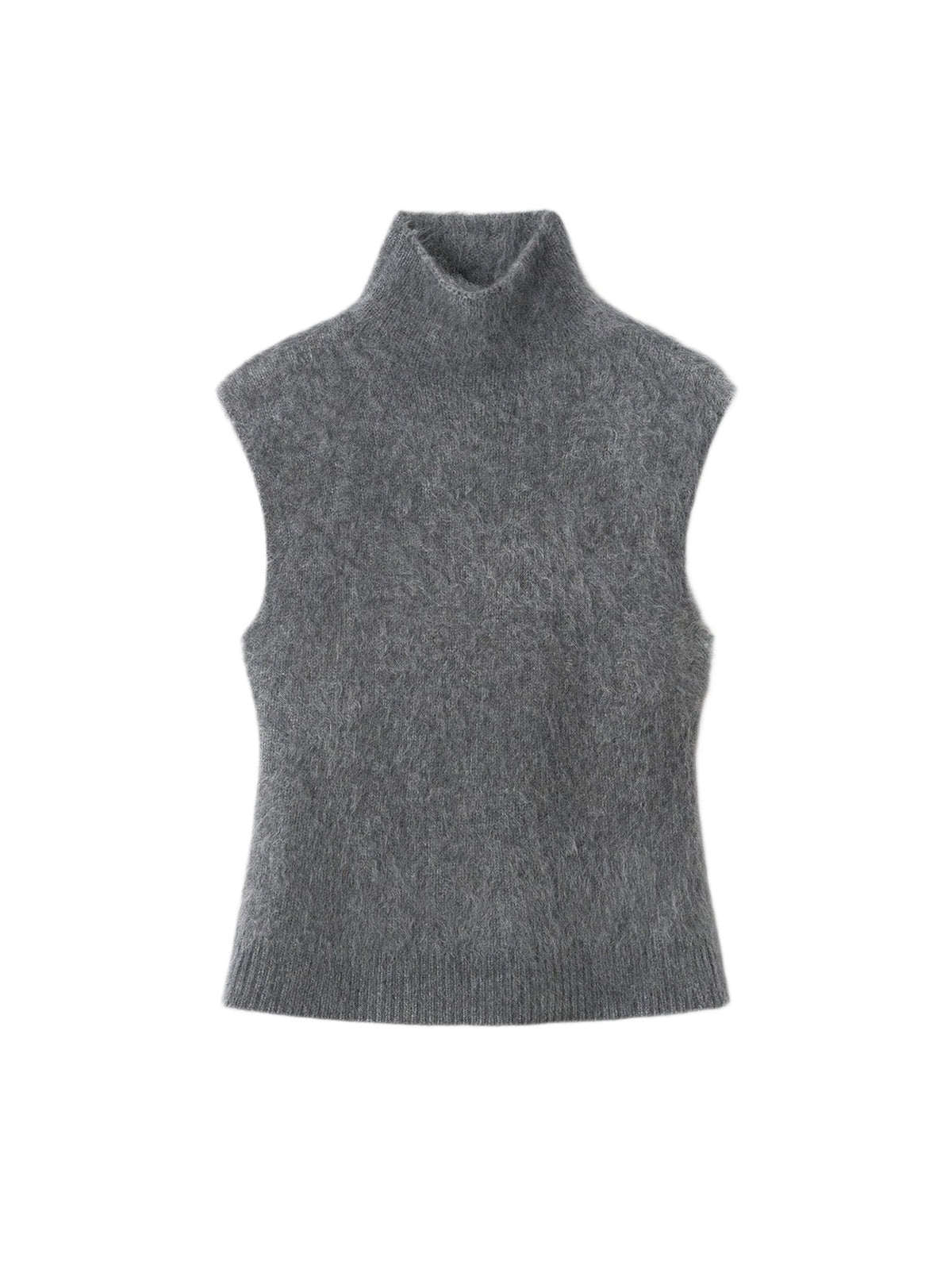 Débardeur brossé à col roulé en cachemire - Gris