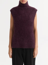 Brushed cashmere roll-neck vest top - Purple