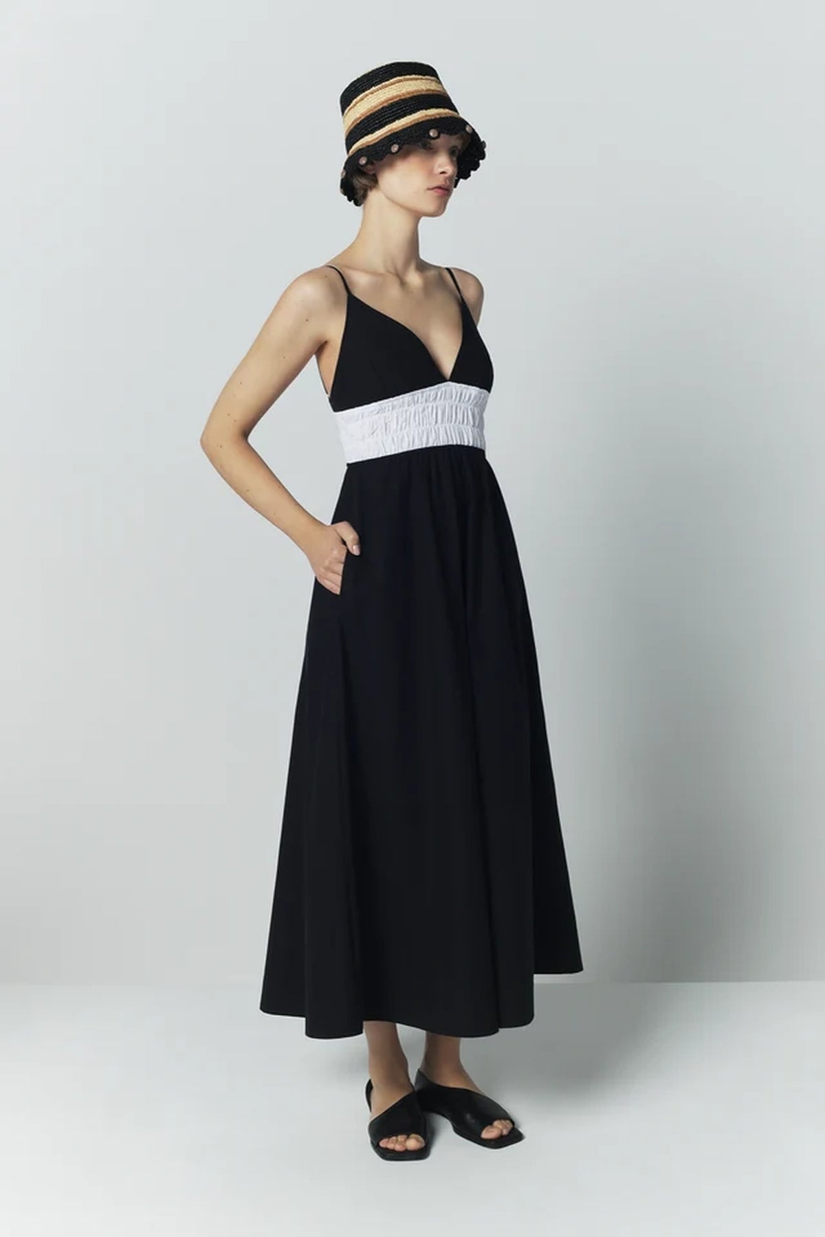 Robe d'été Lorena en popeline - Black