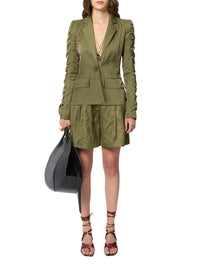 Blazer à manches froncées en laine - Kaki