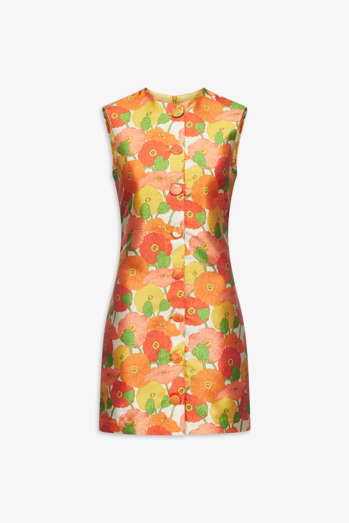 Robe courte Camille en satin imprimé à fleurs - Multicolore
