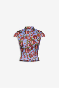 Top Amoako boutonné à imprimé Grenades - Blue & Red