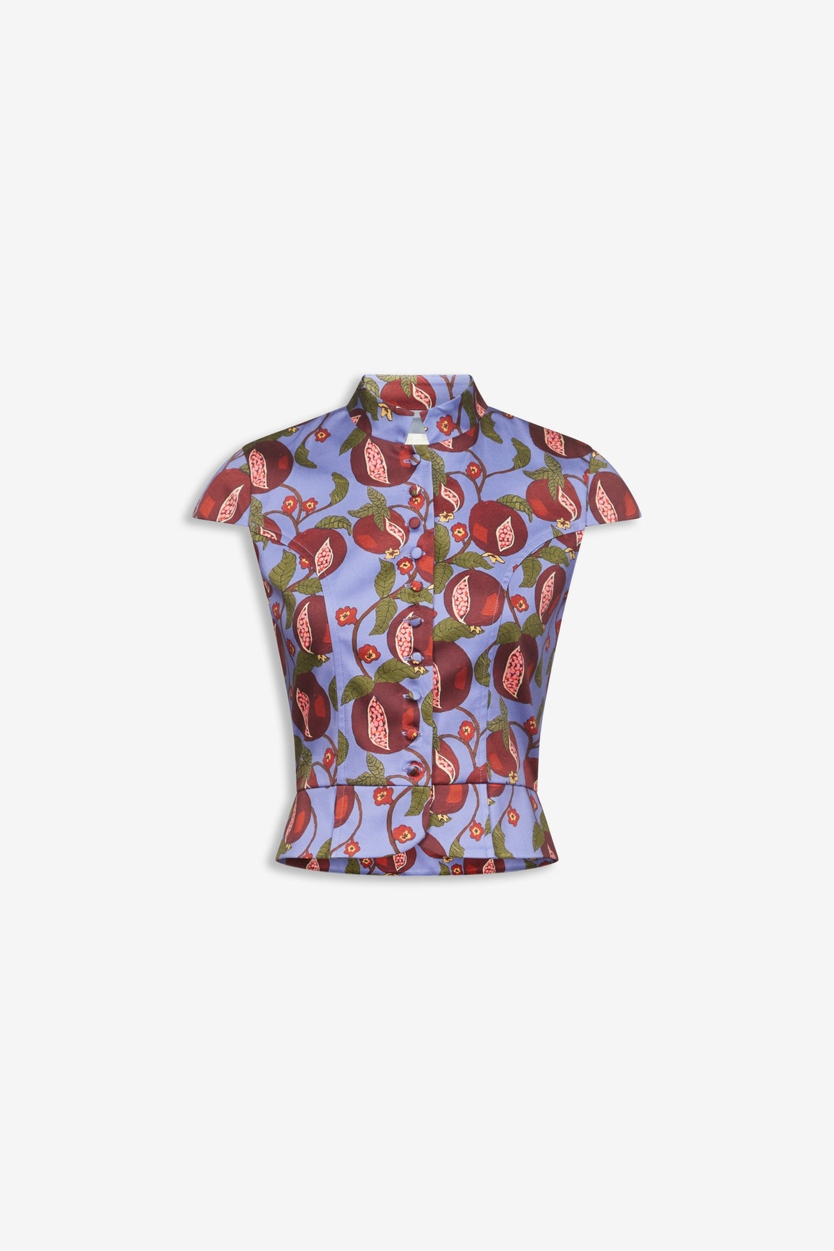 Top Amoako boutonné à imprimé Grenades - Blue & Red