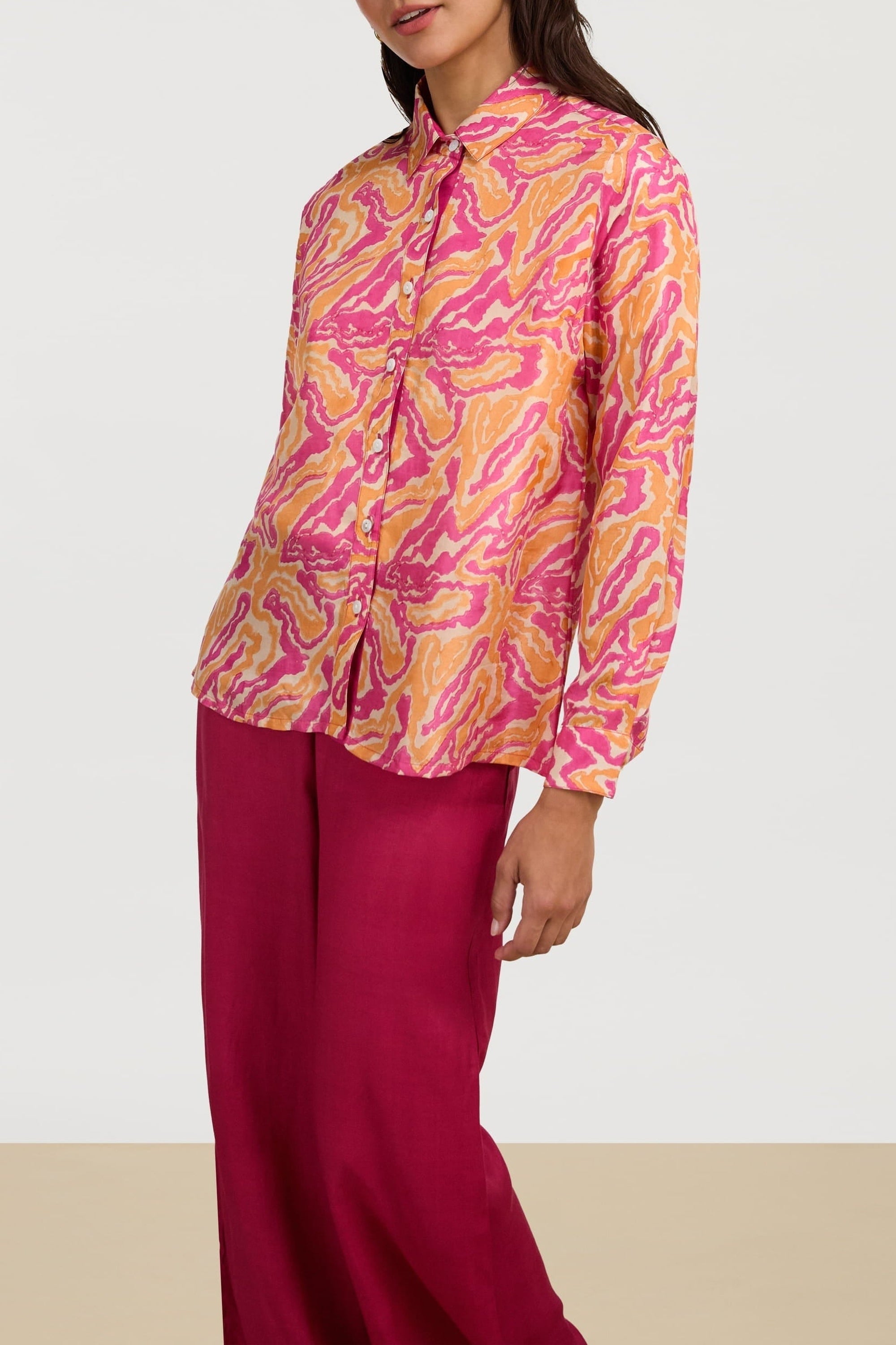 Bella long-sleeved silk shirt - Neutral